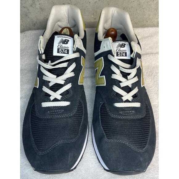 New Balance 574 Men's Shoes Sneakers ML574EO2 Black Tan Size 18 - Picture 2 of 7